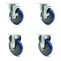 Service Caster 5 Inch Blue Polyurethane Wheel Swivel Top Plate Caster Set with 2 Brake 2 Rigid SCC-20S514-PPUB-BLUE-TLB-TP2-2-R-2